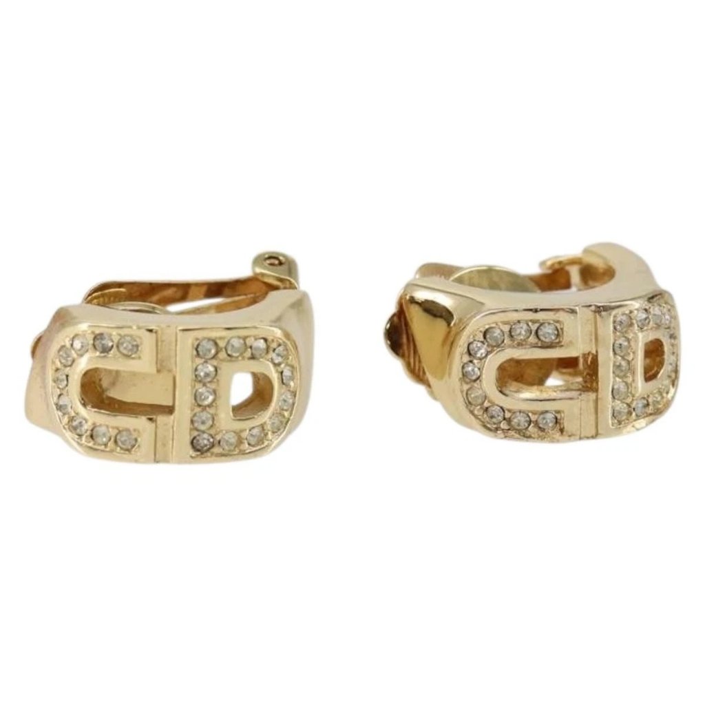Christian Dior Earring Metal Gold Auth